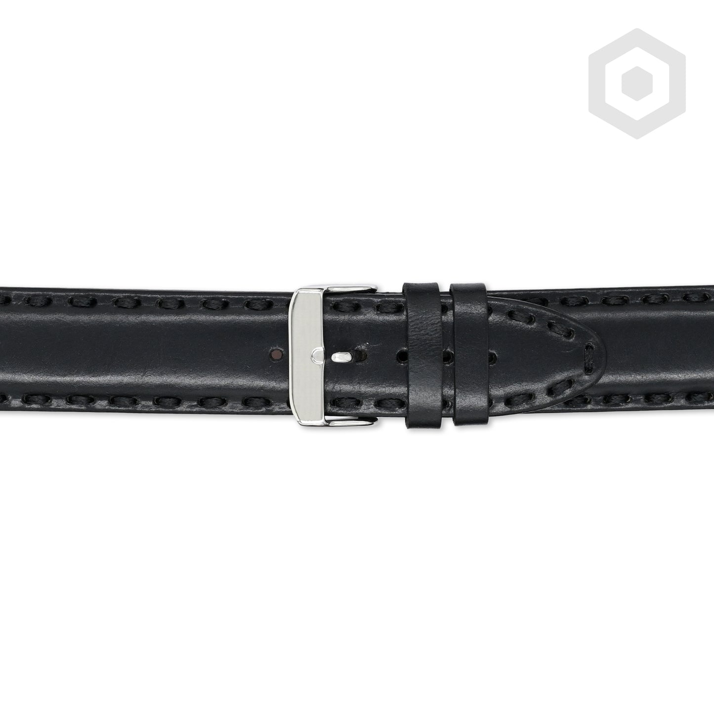 Italian Hand Stitched Leather Watch Strap (Black)