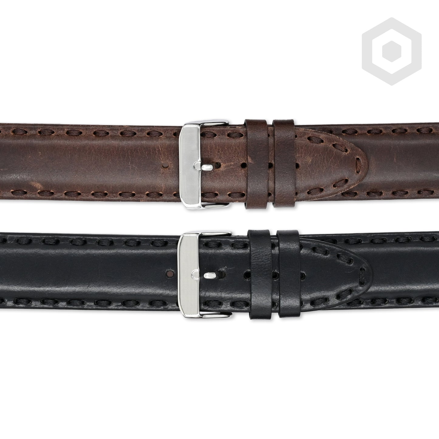 Italian Hand Stitched Leather Watch Strap (Black)