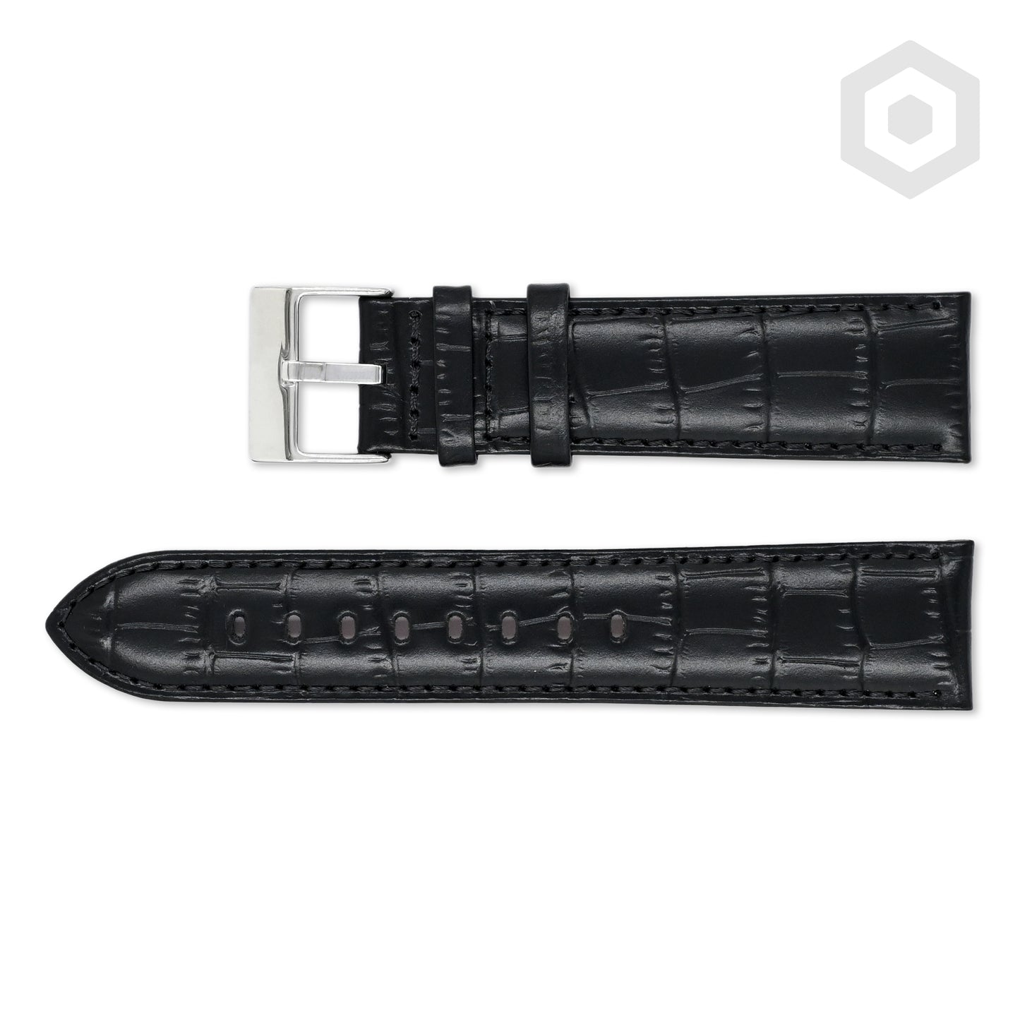 Shiny Italian Croco Patten Leather Strap (Black)