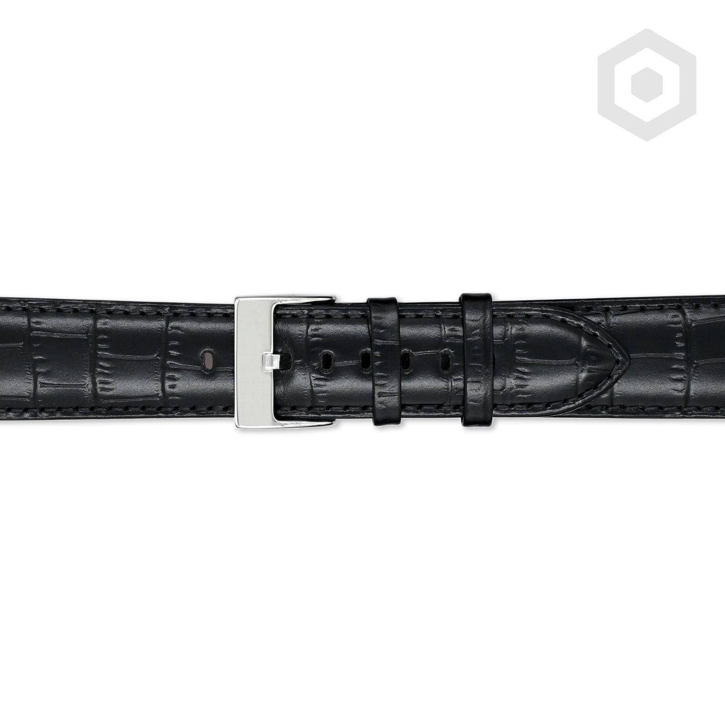 Shiny Italian Croco Patten Leather Strap (Black)