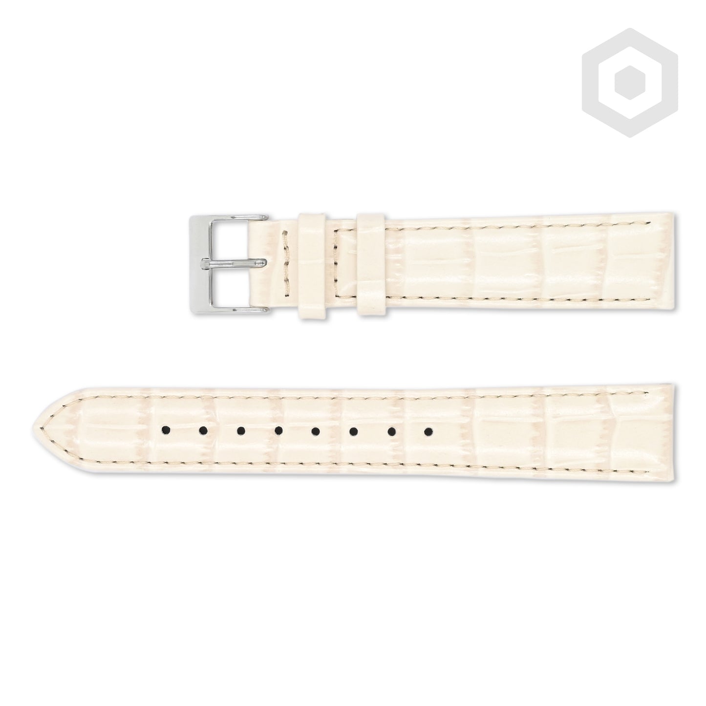 Shiny Italian Croco Patten Leather Strap (Beige)