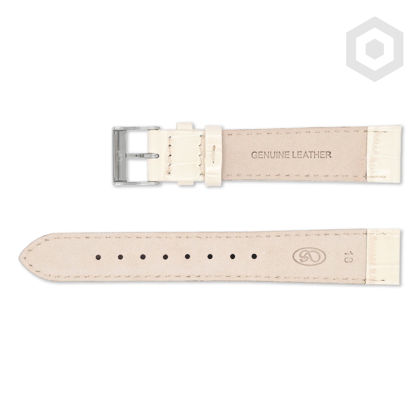 Shiny Italian Croco Patten Leather Strap (Beige)