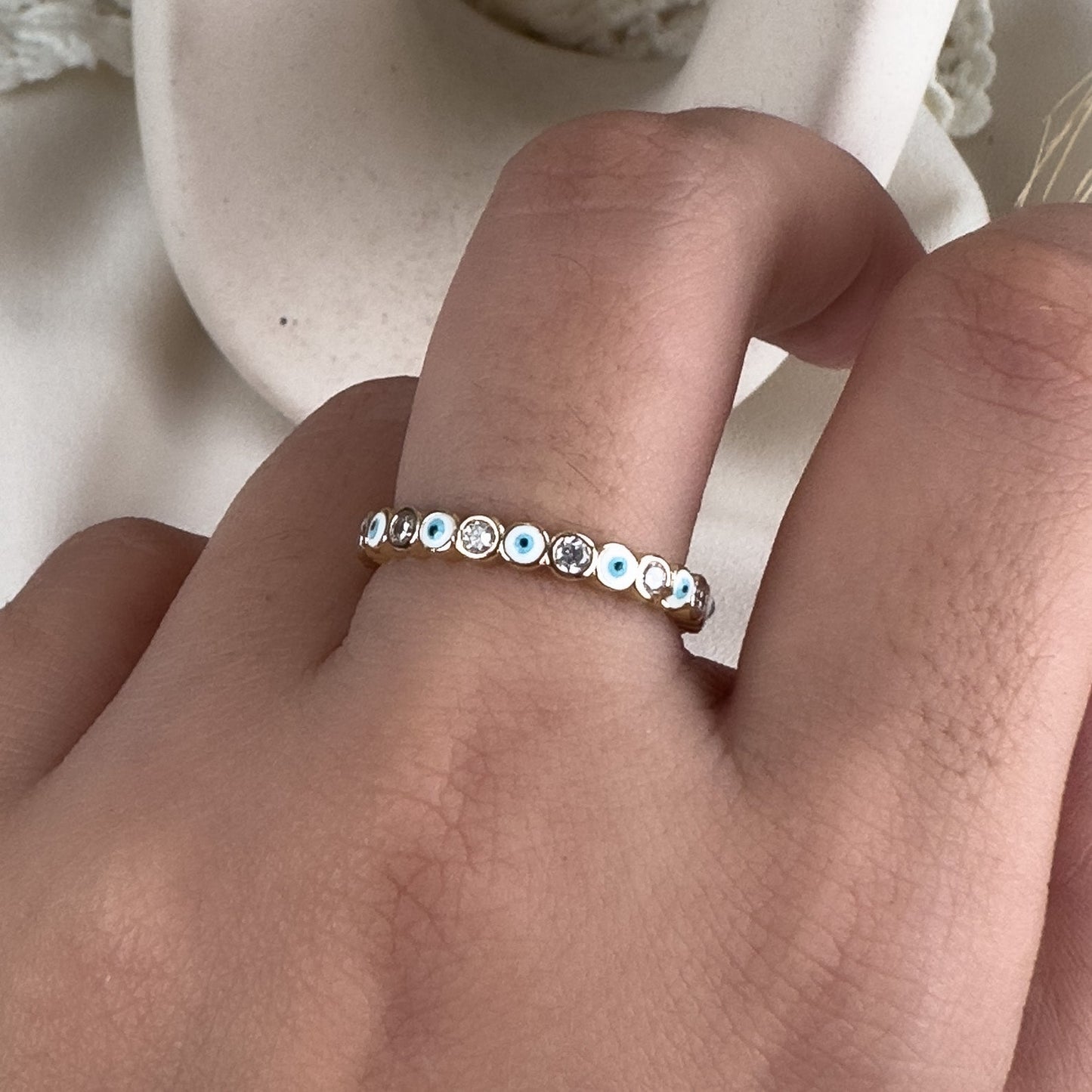 Crystal Mini Evil Eye Ring