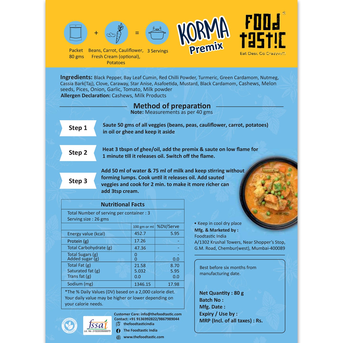 Veg. Korma