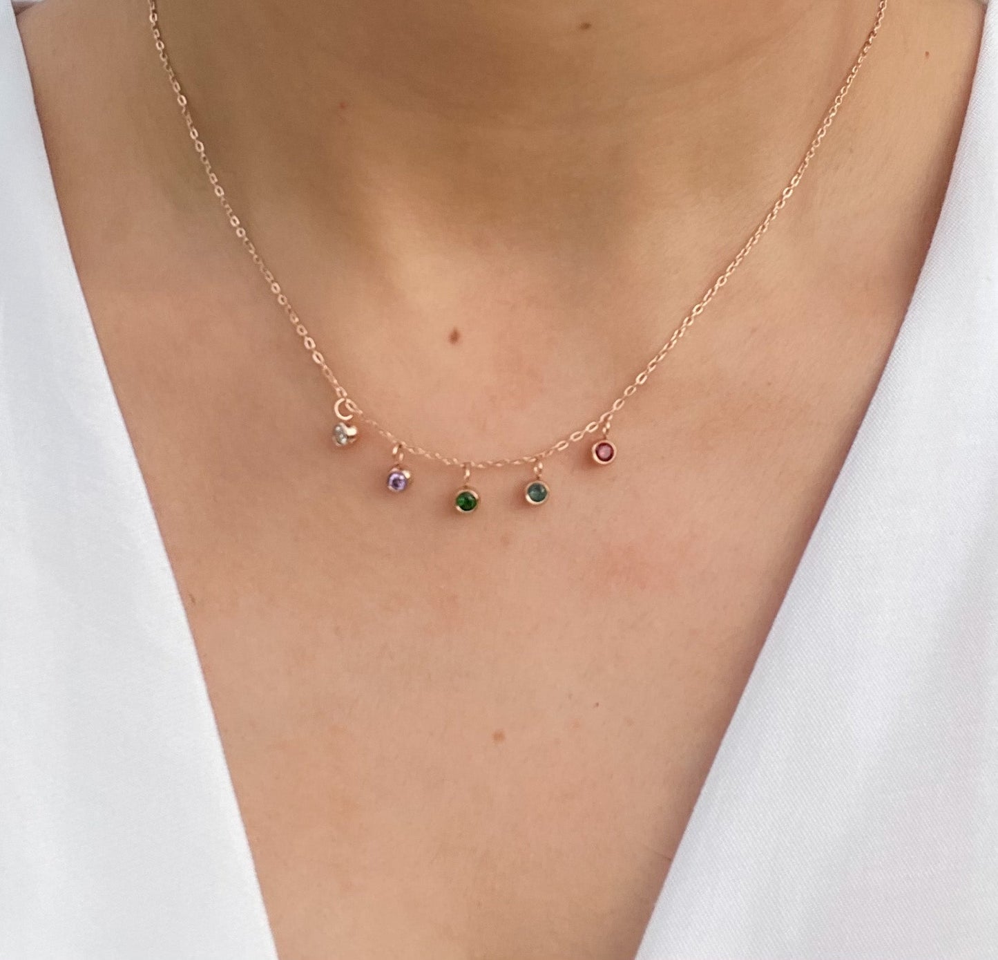 Shea Multi Crystal Necklace (Rose gold)