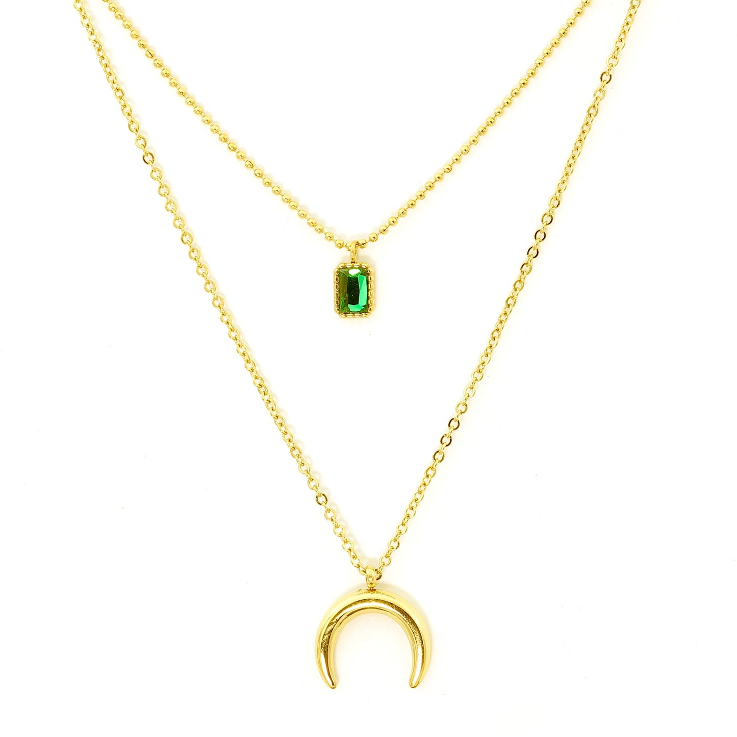 Emerald Moon Layered Necklace