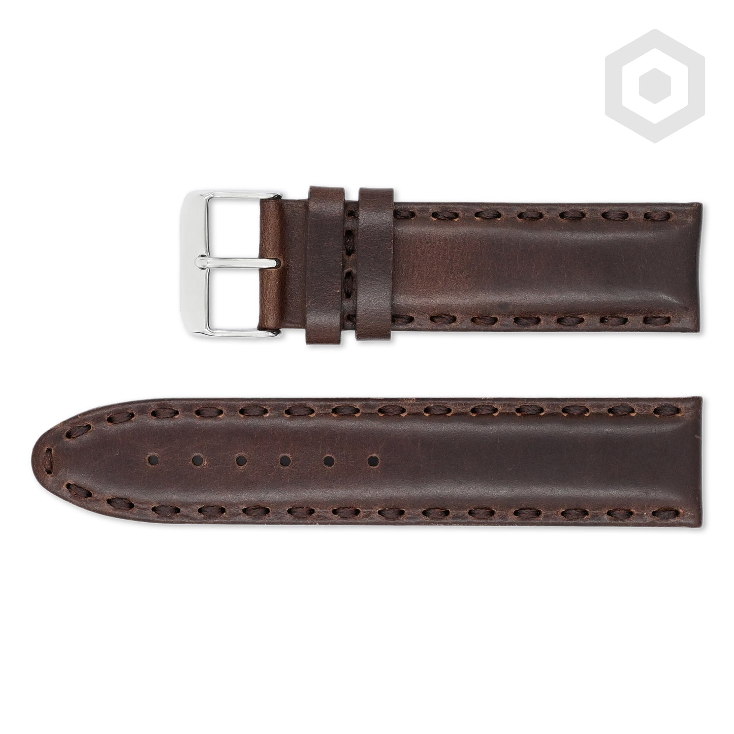 Italian Hand Stitched  Leather Watch Strap (Brown)