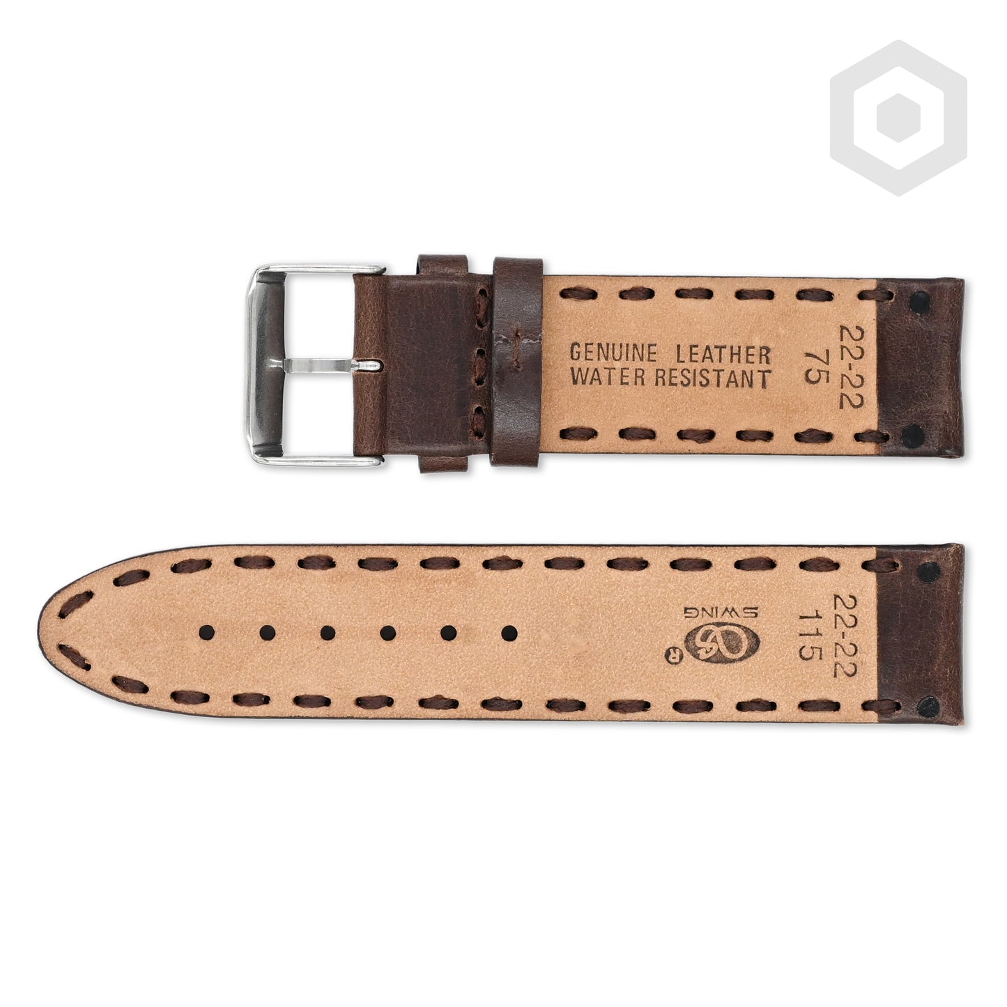 Italian Hand Stitched  Leather Watch Strap (Brown)