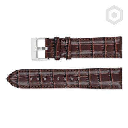 Shiny Italian Croco Patten Leather Strap (Brown)