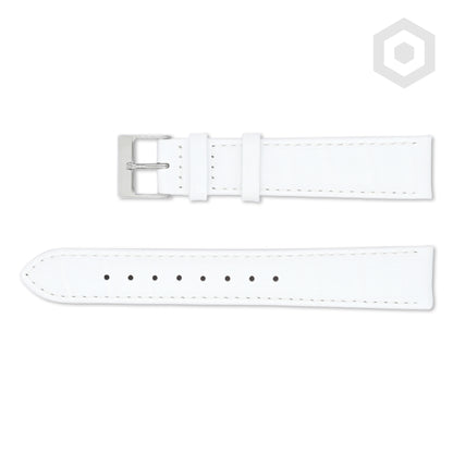 Shiny Italian Croco Patten Leather Strap (White)