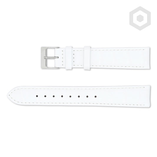 Shiny Italian Croco Patten Leather Strap (White)