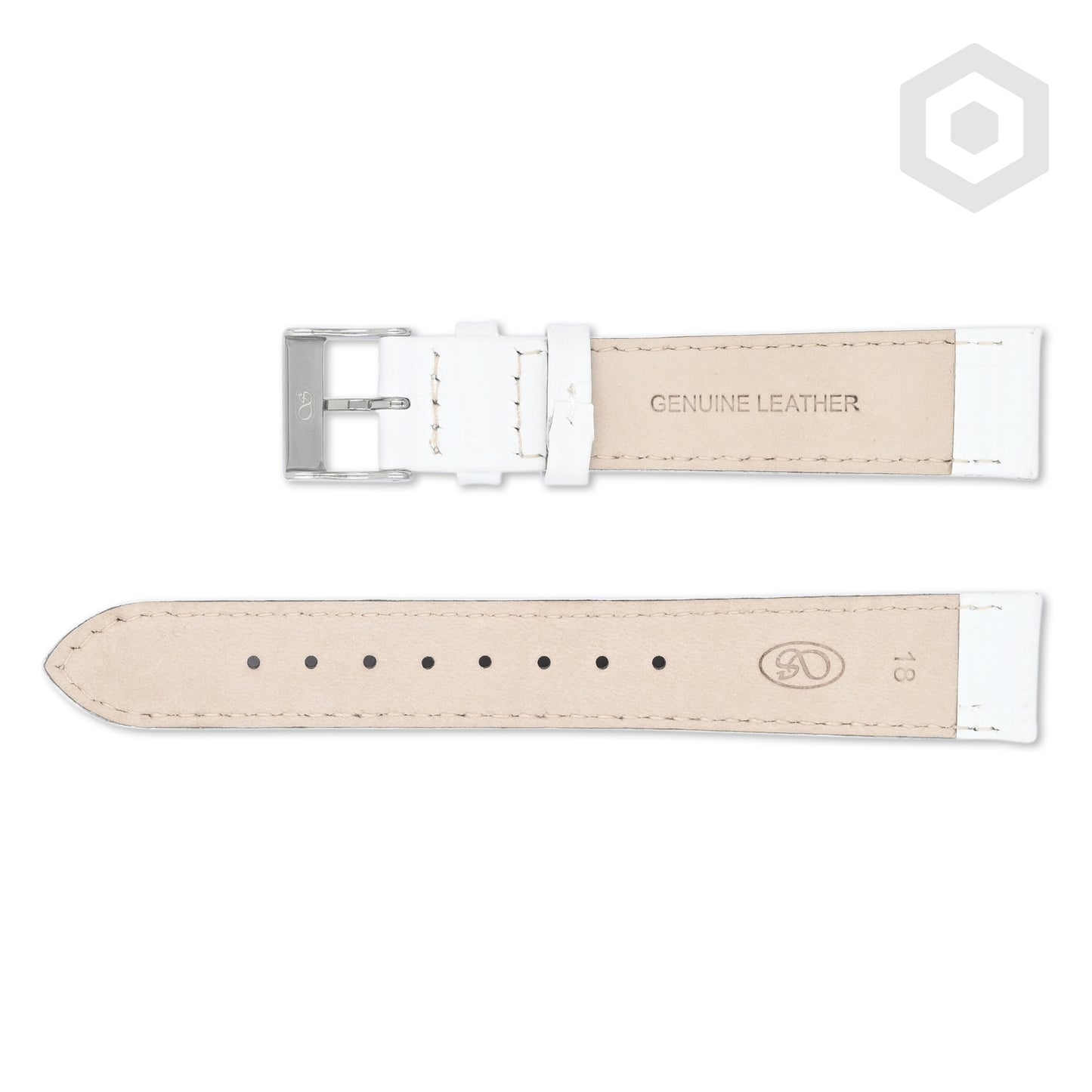 Shiny Italian Croco Patten Leather Strap (White)