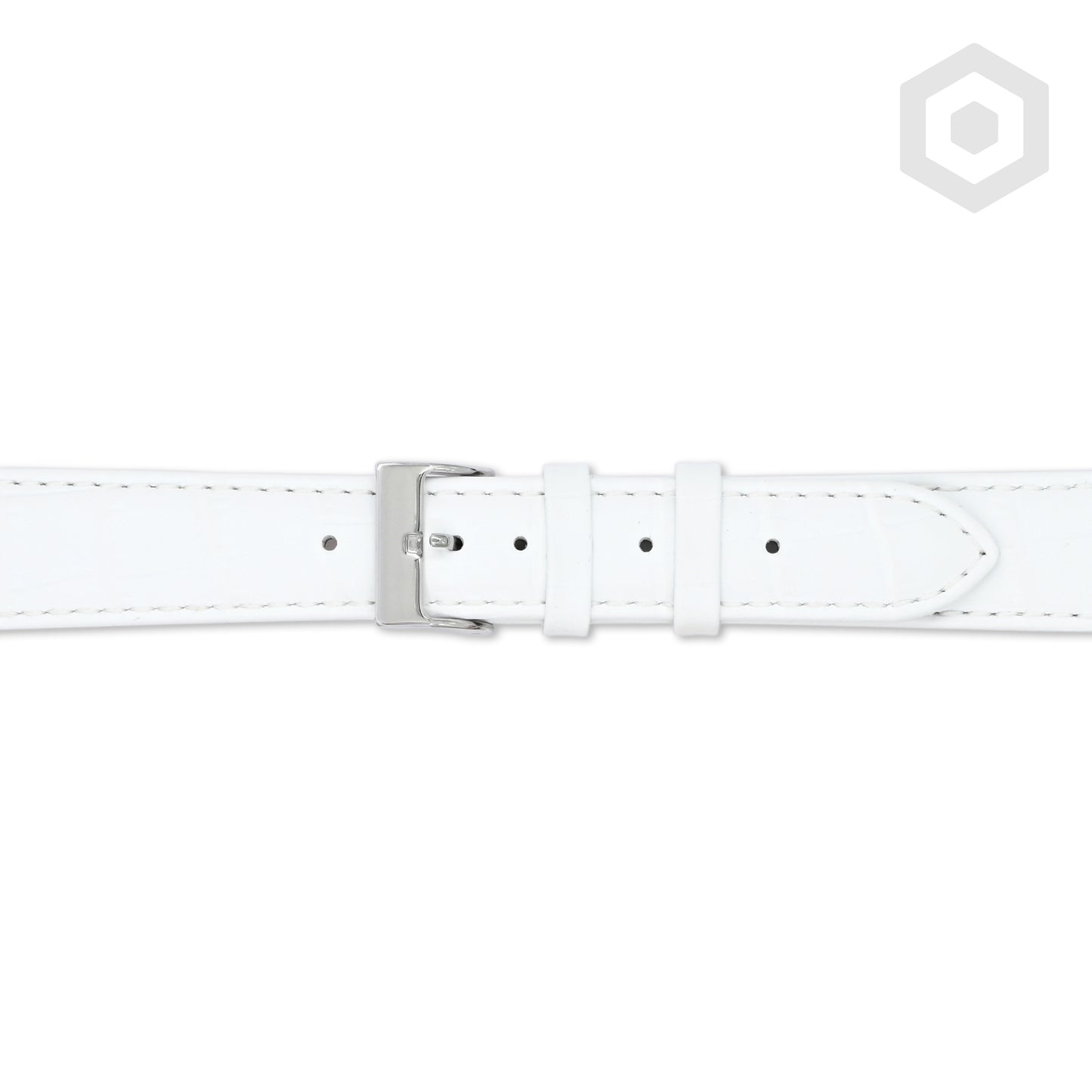 Shiny Italian Croco Patten Leather Strap (White)