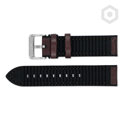 Sporty Croco Leather With Silicon Lining (Dark Brown)