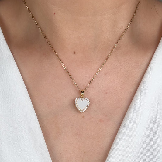 Crystal White Heart Necklace