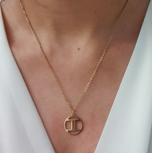 Gold Zodiac Necklace (Gemini)