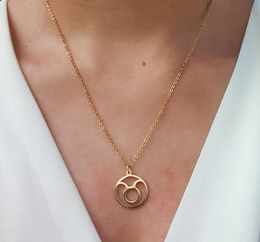 Gold Zodiac Necklace (Taurus)