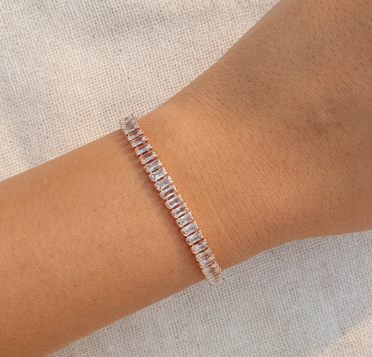 Baguette Tennis Bracelet (Rose Gold)