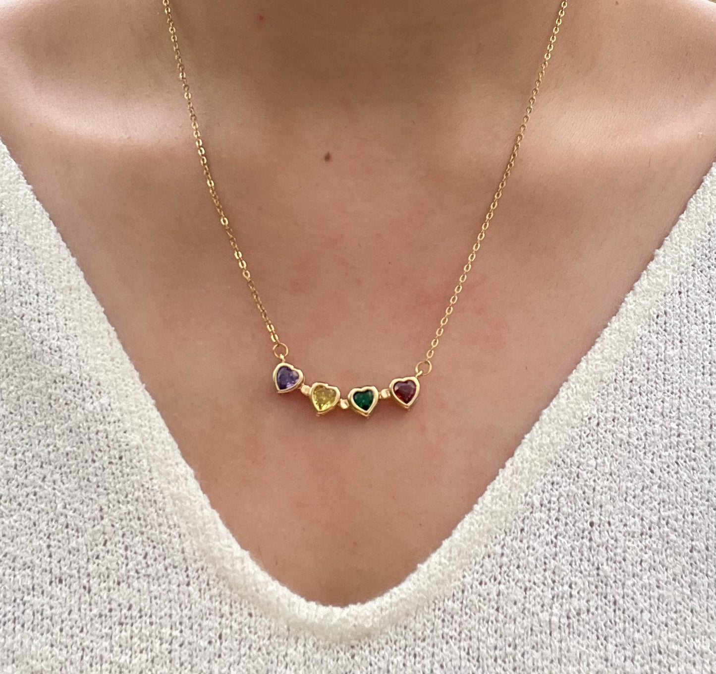 2in1 Rainbow Heart Necklace (Gold)