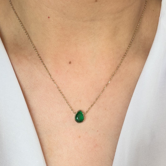 Emerald Water Drop Necklace