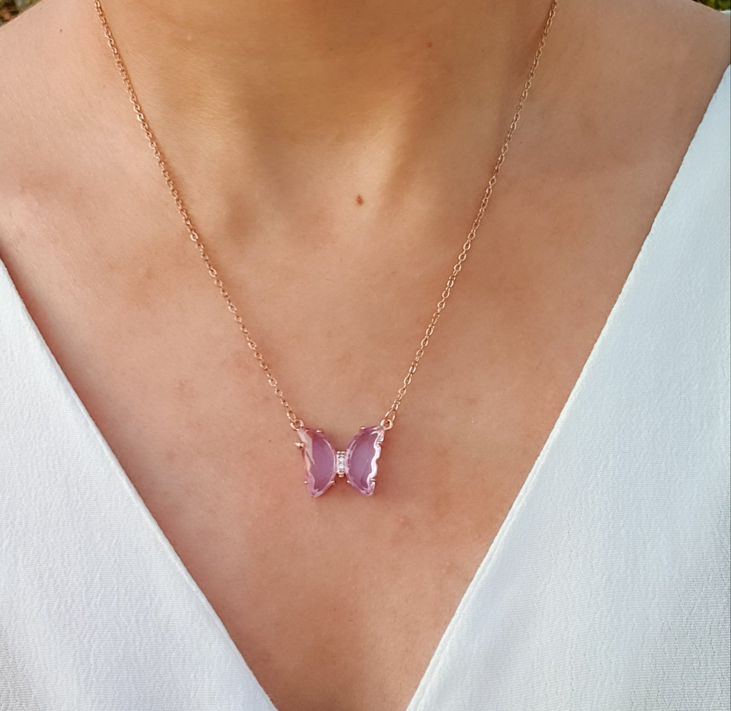 Lavender Butterfly Necklace