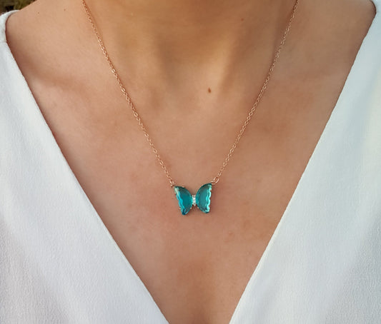 Blue Butterfly Necklace