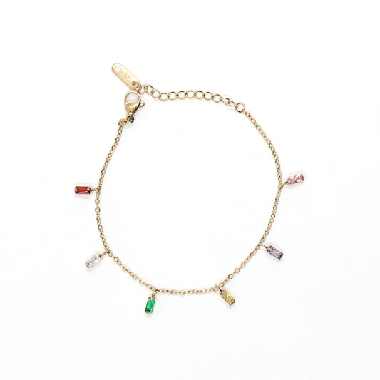 Rainbow Crystal Charm Bracelet